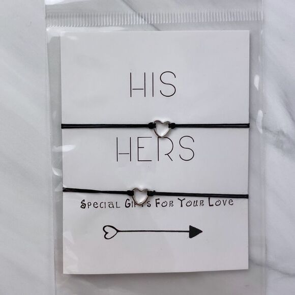 BLACK His & Hers Matching Rope Bracelets - Picture 6 of 10